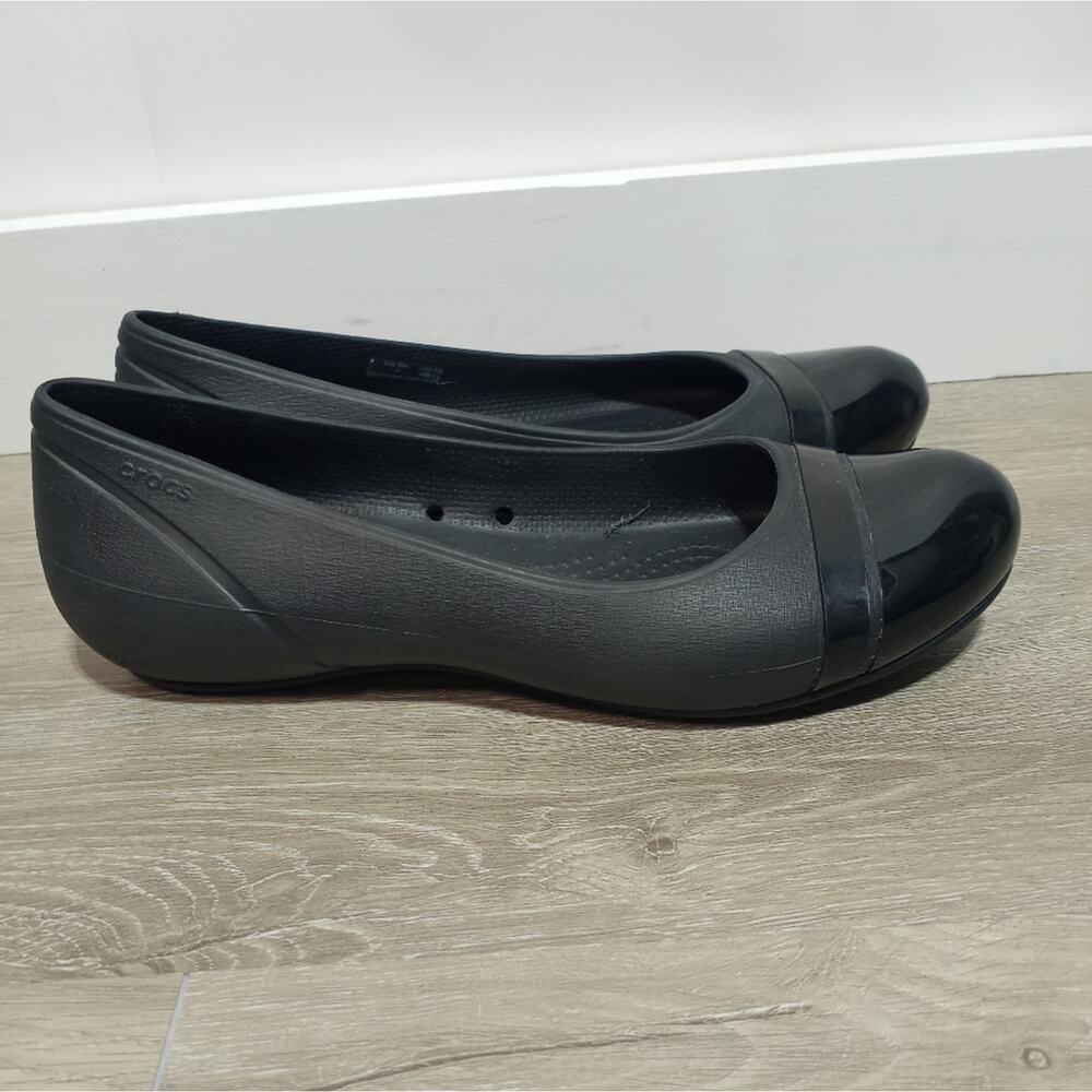 Crocs Brynn Ballet Flats Panent Toe Black Size 8